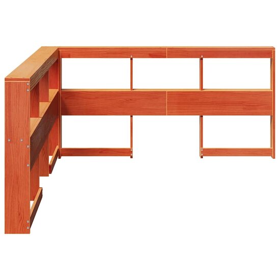 Boekenkast Hoofdeinde L-Vormig 135 Cm Grenenhout 153.5 x 208.5 x 80 cm Wasbruin