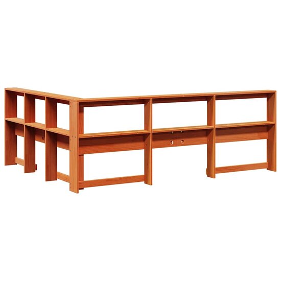 Boekenkast Hoofdeinde L-Vormig 135 Cm Grenenhout 153.5 x 208.5 x 80 cm Wasbruin