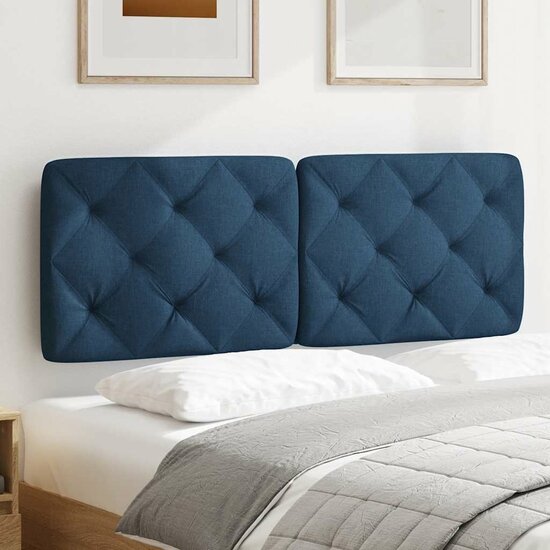 Hoofdbordkussen 140 cm stof blauw