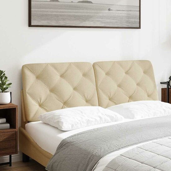 Hoofdbordkussen Stof Kleurig 140 cm Cr&egrave;me