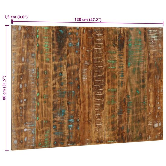 Hoofdbord 120 Cm Meerkleurig 120 x 1.5 x 80 cm massief gerecycled hout