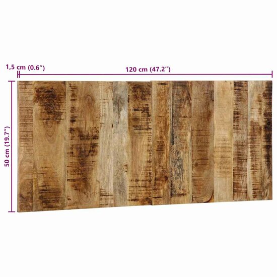 Hoofdbord 120 Cm 120 x 1.5 x 50 cm Massief ruw mangohout