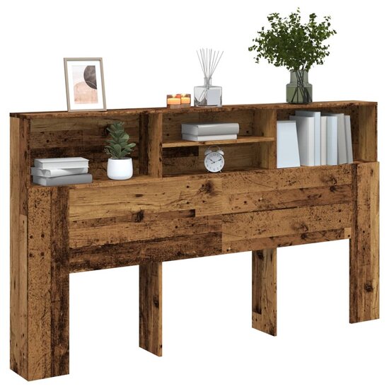 Hoofdbordkast 180X19X103,5 Cm Bewerkt Hout Kleurig 180 x 19 x 103.5 cm Oud hout