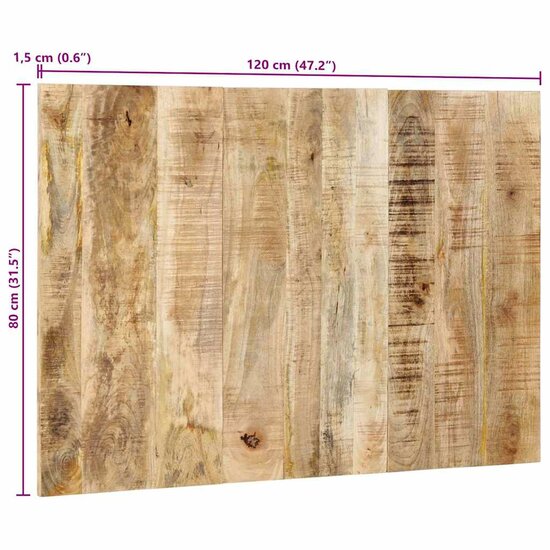Hoofdbord 120 cm massief ruw mangohout