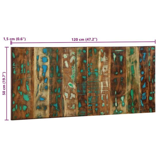 Hoofdbord 120 Cm Meerkleurig 120 x 1.5 x 50 cm massief gerecycled hout