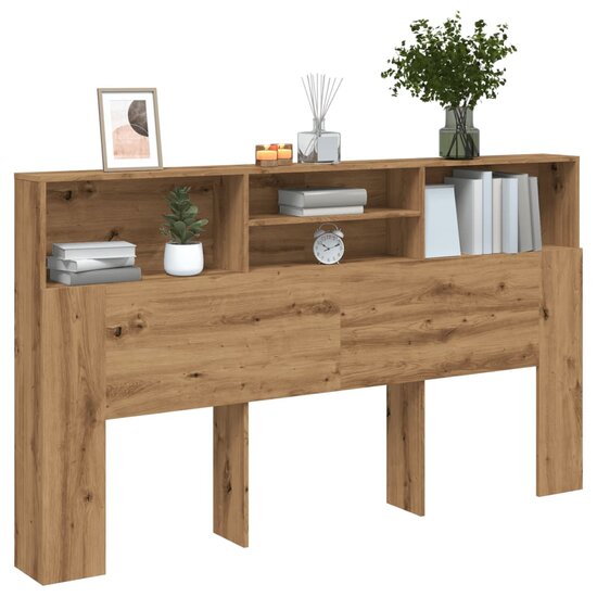 Hoofdbordkast 180X19X103,5Cm Bewerkt Hout Artisanaal Eikenkleur 180 x 19 x 103.5 cm artisanaal eikenkleurig