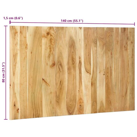 Hoofdbord 140 Cm 140 x 1.5 x 80 cm Massief acaciahout