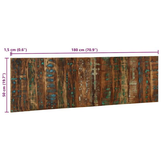 Hoofdbord 180 Cm Meerkleurig 180 x 1.5 x 50 cm massief gerecycled hout