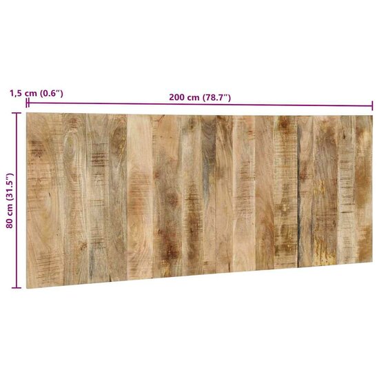 Hoofdbord 200 cm massief ruw mangohout