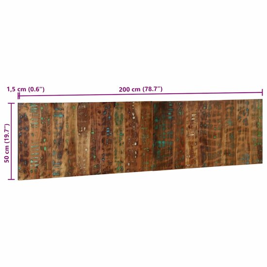 Hoofdbord 200 Cm Meerkleurig 200 x 1.5 x 50 cm massief gerecycled hout