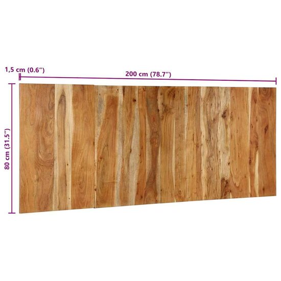 Hoofdbord 200 Cm 200 x 1.5 x 80 cm Massief acaciahout