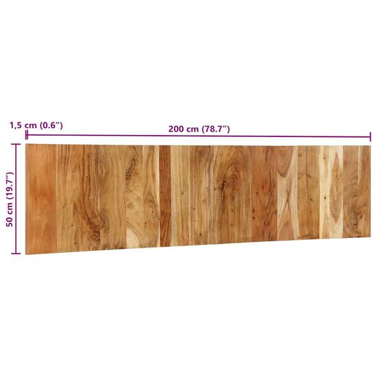 Hoofdbord 200 Cm 200 x 1.5 x 50 cm Massief acaciahout