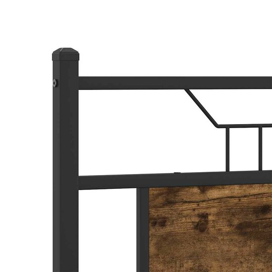 Hoofdeinde Spaanplaat Hout En Staal 137 cm Gerookt eiken