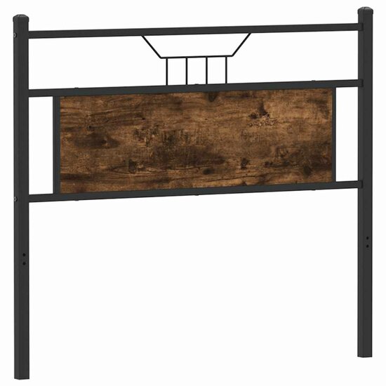 Hoofdbord 107 cm bewerkt hout en staal gerookt eikenkleurig