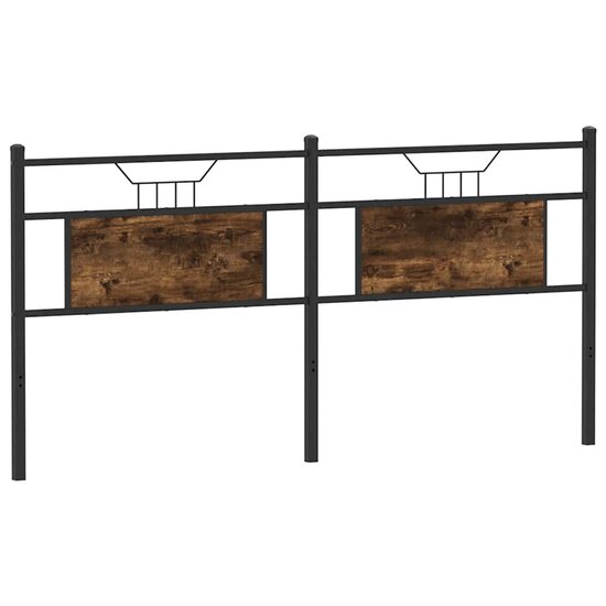 Hoofdbord 160 cm bewerkt hout en staal gerookt eikenkleurig