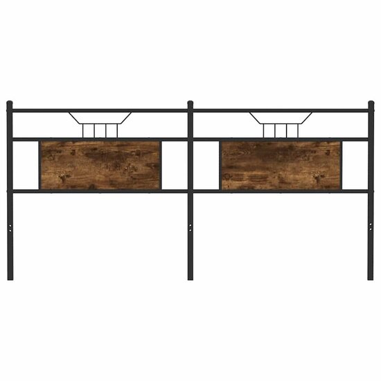 Hoofdbord 160 cm bewerkt hout en staal gerookt eikenkleurig