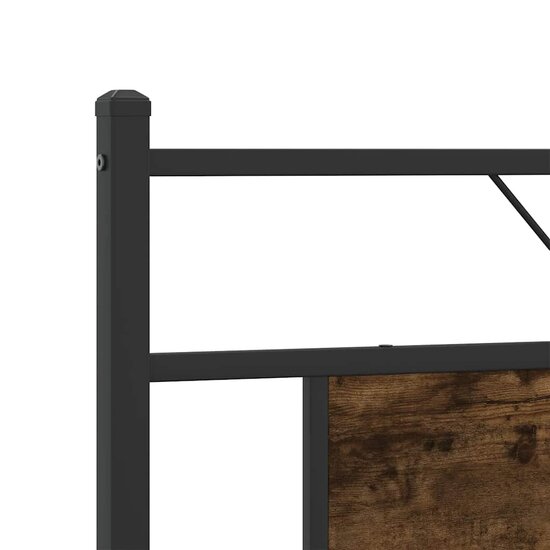 Hoofdbord 160 cm bewerkt hout en staal gerookt eikenkleurig