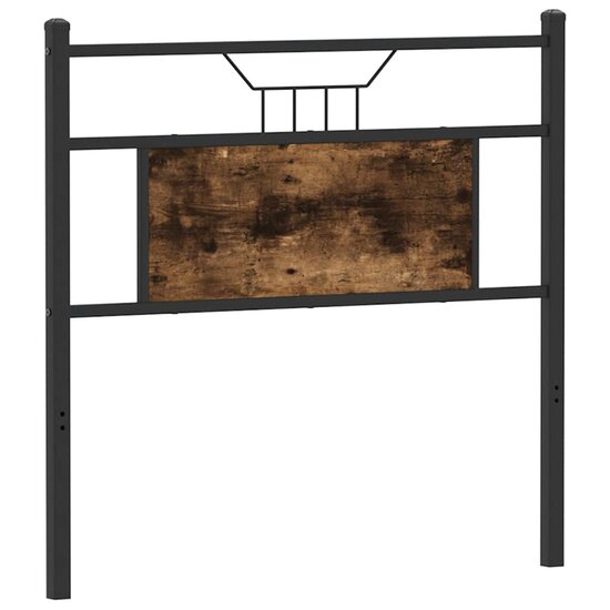 Hoofdbord 90 cm bewerkt hout en staal gerookt eikenkleurig