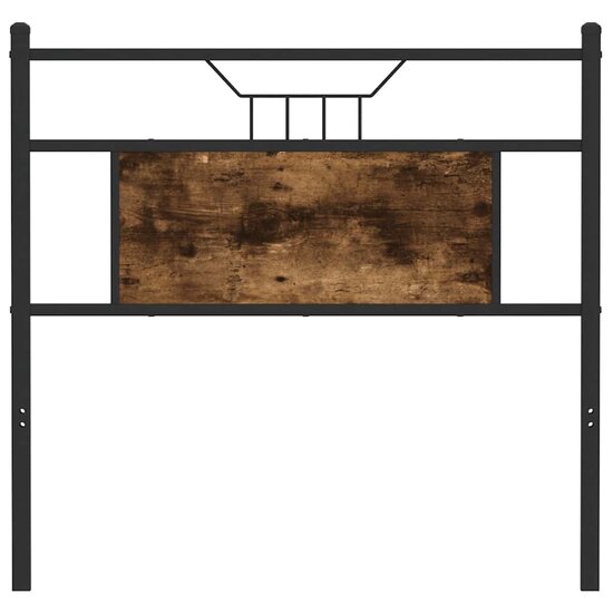 Hoofdbord 90 cm bewerkt hout en staal gerookt eikenkleurig