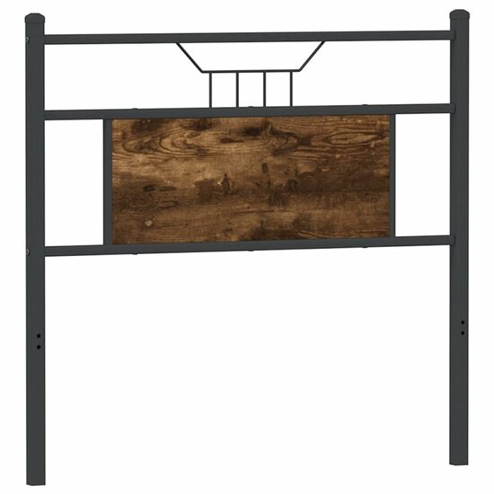 Hoofdbord 90 cm bewerkt hout en staal gerookt eikenkleurig