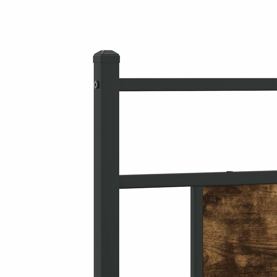 Hoofdbord 90 cm bewerkt hout en staal gerookt eikenkleurig