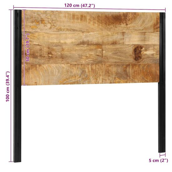 Hoofdeinde Massief Hout Mango En Ijzer 120 cm massief mangohout