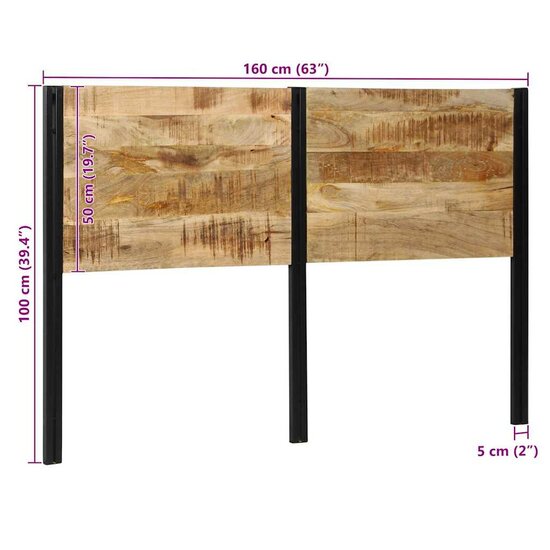 Hoofdeinde Massief Hout Mango En Ijzer 160 cm massief mangohout