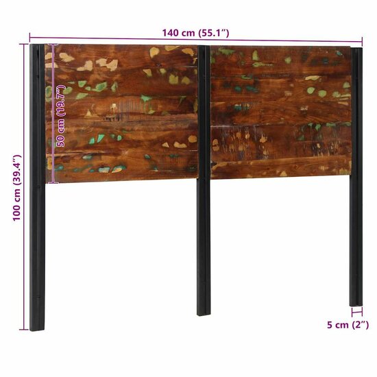 Hoofdeinde Massief Gerecycled En Ijzer 140 cm massief gerecycled hout