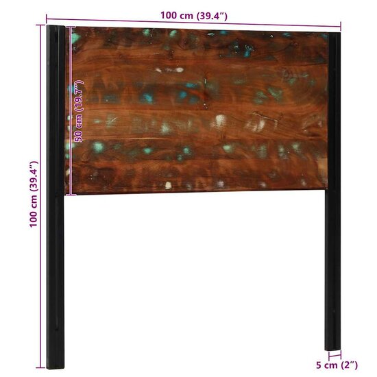 Hoofdeinde Massief Gerecycled En Ijzer 100 cm massief gerecycled hout