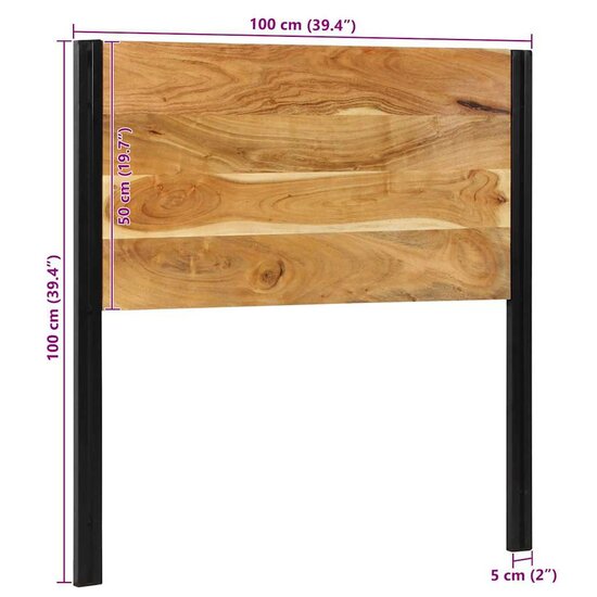 Hoofdeinde 100 cm massief hout acaciahout en ijzer