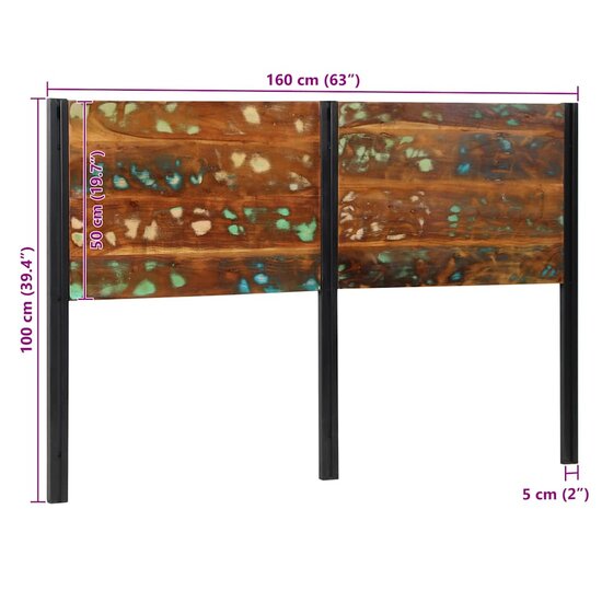 Hoofdeinde 160 cm massief gerecycled en ijzer