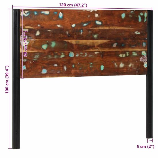 Hoofdeinde 120 cm massief gerecycled en ijzer