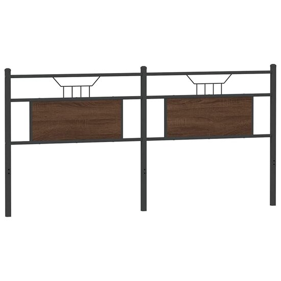 Hoofdbord 180 cm bewerkt hout en staal bruin eikenkleurig