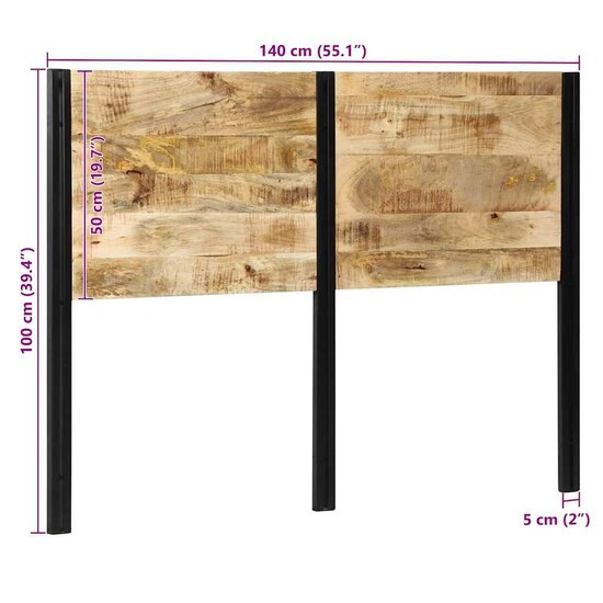 Hoofdeinde Massief Hout Mango En Ijzer 140 cm massief mangohout