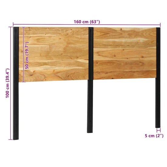 Hoofdeinde En Ijzer 160 cm Massief acaciahout