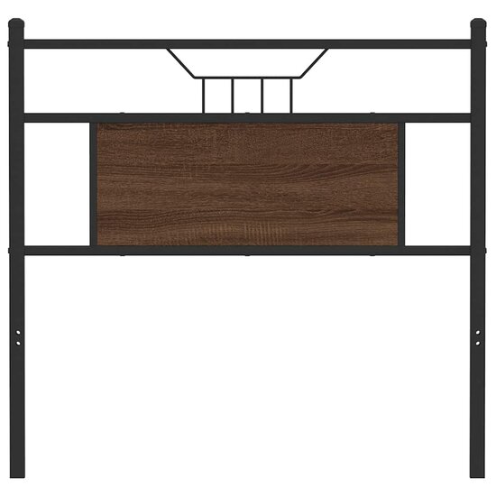 Hoofdbord 80 cm bewerkt hout en staal bruin eikenkleurig