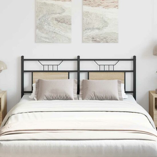 Hoofdeinde Spaanplaat Hout Staal Eikenhout 137 cm Sonoma eiken