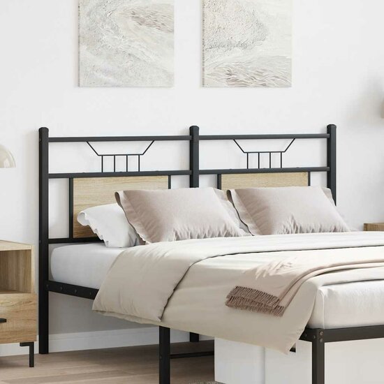 Hoofdeinde Spaanplaat Hout Staal Eikenhout 137 cm Sonoma eiken