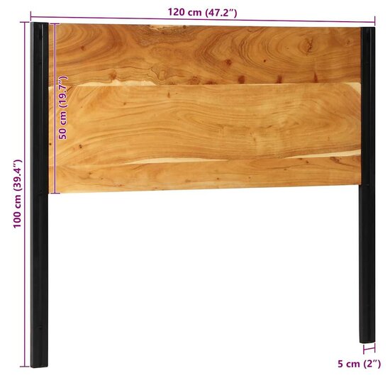 Hoofdeinde Massief Hout Acacia En Ijzer 120 cm Massief acaciahout