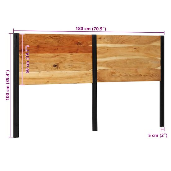 Hoofdeinde Massief Hout Acaciahout En Ijzer 180 cm Massief acaciahout
