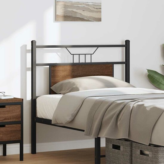 Hoofdbord Bewerkt Hout En Staal Ig 75 cm bruin eikenkleur