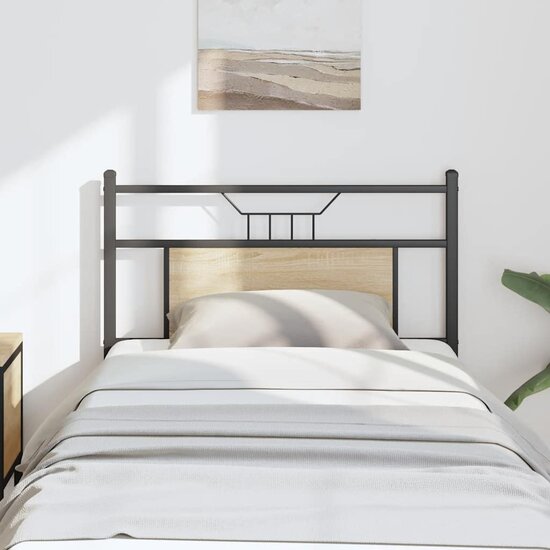 Hoofdbord Sonoma Spaanplaat En Staal Eikenkleurig 80 cm Sonoma eiken