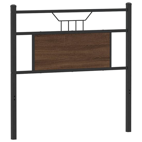 Hoofdbord Bewerkt Hout En Staal Ig 90 cm bruin eikenkleur
