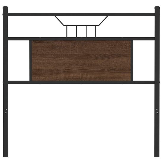 Hoofdbord Bewerkt Hout En Staal Ig 90 cm bruin eikenkleur