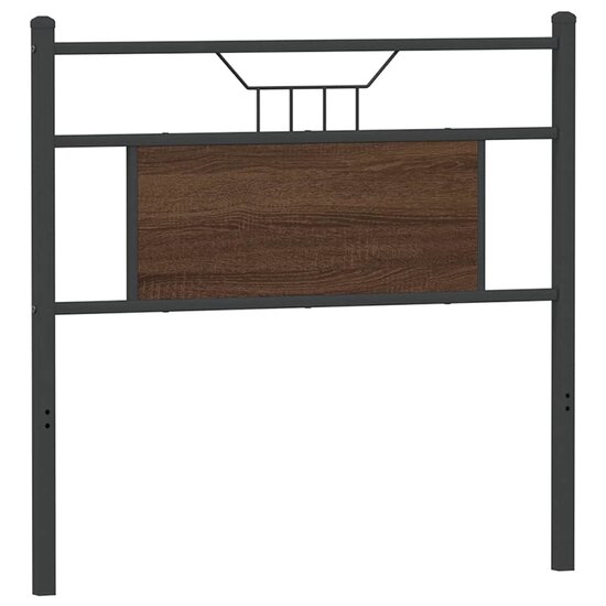 Hoofdbord Bewerkt Hout En Staal Ig 90 cm bruin eikenkleur