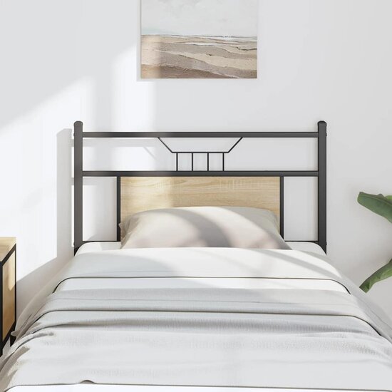 Hoofdbord Spaanplaat Kleurig Hout En Staal 90 cm Sonoma eiken