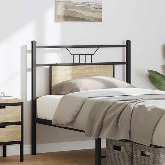 Hoofdbord Spaanplaat Kleurig Hout En Staal 90 cm Sonoma eiken