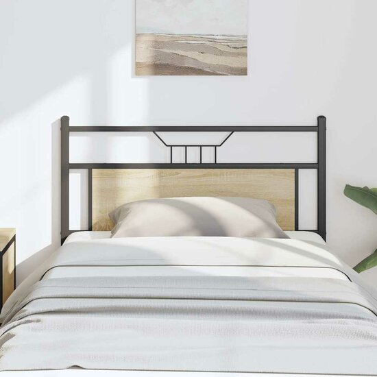 Hoofdeinde Spaanplaat Kleurig Hout En Staal 107 cm Sonoma eiken