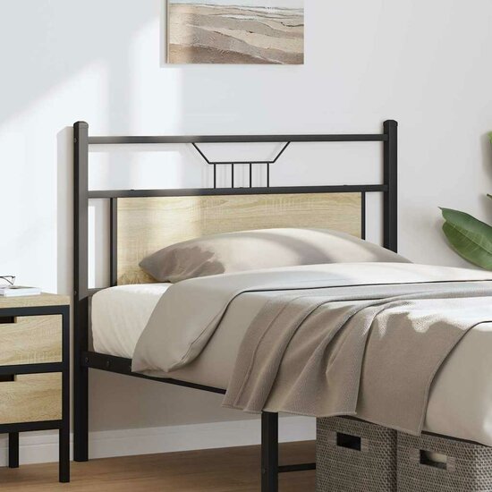 Hoofdeinde Spaanplaat Kleurig Hout En Staal 107 cm Sonoma eiken