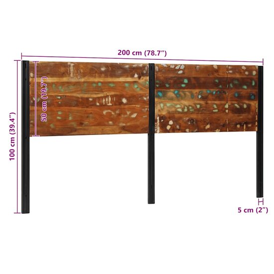 Hoofdeinde Massief Gerecycled En Ijzer 200 cm massief gerecycled hout